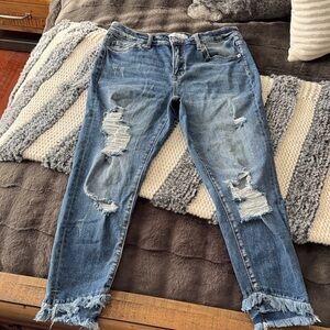 Zenana Outfitters Ripped Blue Boyfriend Jeans